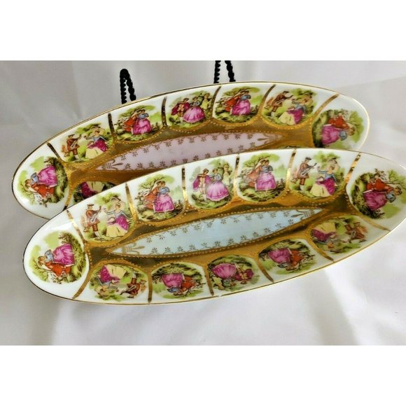 ROYAL VIENNA 1102 OVAL OLIVE CONDIMENTS RELISH SERVING DISH vintage set of 2 - Picture 2 of 10